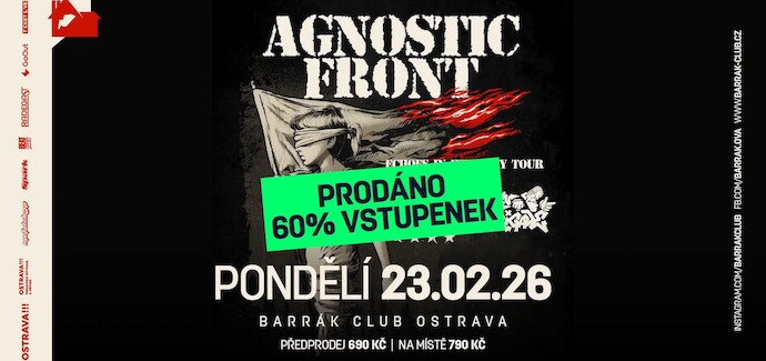 Ulovte si svou vstupenku na Agnostic Front včas!